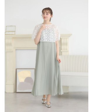 earth music&ecology ＳＥＴ２点　オーガンジー刺繍＋プリーツワンピース Mint