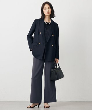 J.PRESS LADIES L 【洗える・吸水速乾・接触冷感・セットアップ対応】Light ジョーゼット ワイド パンツ スレート系