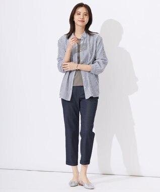 J.PRESS LADIES L ワイドリブジャージー タックスリーブ カットソー モカ系