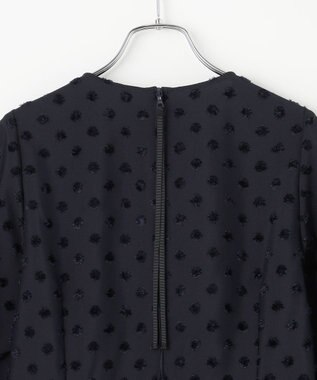 #Newans 【洗濯機可】ジャガ―ドドットペプラムブラウス ネイビー