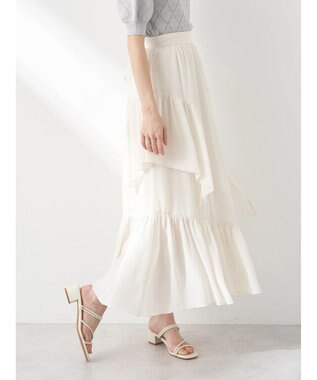 earth music&ecology シアー楊柳アシメティアードスカート Off White