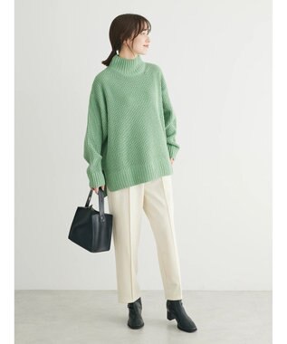 Green Parks ｍｏｋｏモール畦ニット前後差プルオーバー Mint