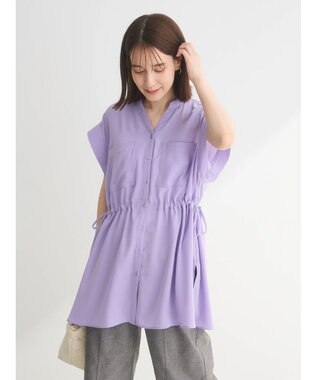 Green Parks ウエストドロストフレンチスリーブチュニック Purple