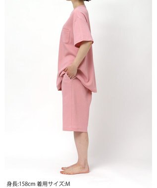 ワコール／睡眠科学 パジャマ 綿100%(本体) ワッフル素材 5分袖 半袖 5分丈 レディース YDT125 睡眠科学／ワコール ピンク