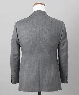 GOTAIRIKU 【御幸毛織】ドライスピナーツイルストレッチスーツ_グレーストライプ ライトグレー系1