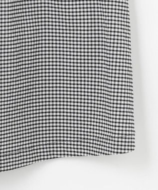 J.PRESS LADIES L 【洗える】Lightストレッチギンガム シングル トレンチコート ブラック×ライトグレーギンガム系