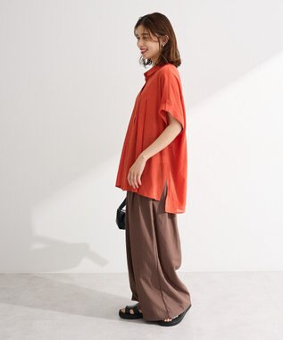Green Parks タック入りオーバーサイズシャツ Red