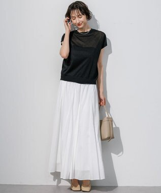23区 L 【先行予約/WEB&一部店舗限定カラーあり】シアードット フレンチスリーブ ニット ブラック系