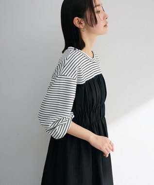 Green Parks シャーリングドッキングワンピース Black