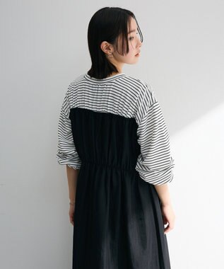 Green Parks シャーリングドッキングワンピース Black