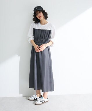 Green Parks シャーリングドッキングワンピース Gray