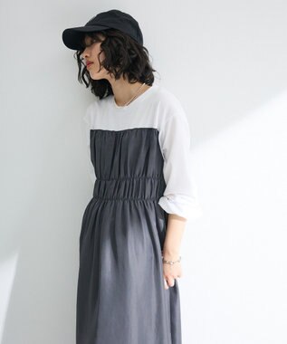 Green Parks シャーリングドッキングワンピース Gray