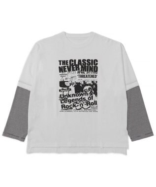 WEGO フェイクレイヤードグラフィックT（LS） ホワイトボーダー