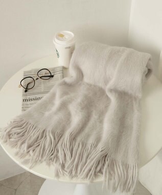 WEGO シャギーストール ライトグレー