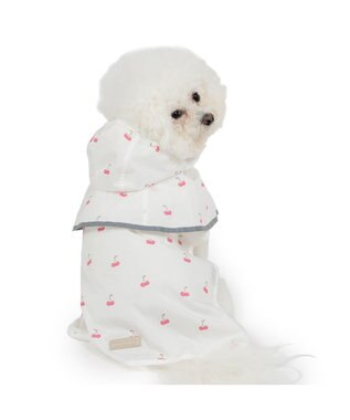 PET PARADISE ペットパラダイス ケープ付き レインコート 《チェリー》 小型犬 ホワイト×レッド
