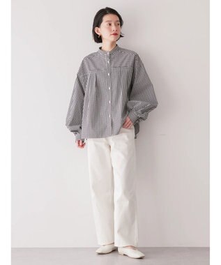 AMERICAN HOLIC イージーケア切替タックワイドシャツ Gingham Check