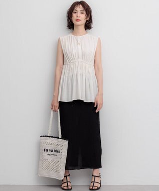 組曲 【先行予約】シアーリンクルクロス ティアードブラウス エクリュ系