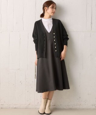 組曲 【洗える・軽量】スポンディッシュニット カーディガン ブラック系