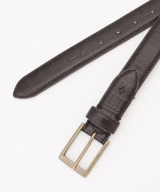 JOSEPH ABBOUD 【日本製】シャイニークロコ ベルト ダークブラウン系