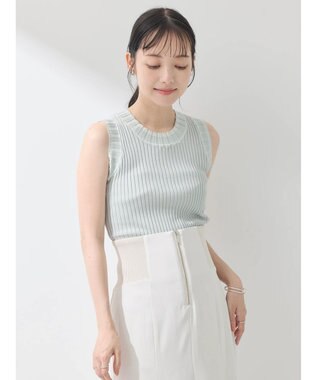 earth music&ecology ノースリーブラインニットプルオーバー Mint