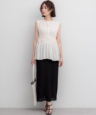 組曲 【先行予約】シアーリンクルクロス ティアードブラウス エクリュ系