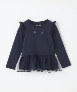 ANY KIDS 裾チュール 長袖 Tシャツ ネイビー