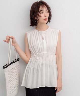 組曲 【先行予約】シアーリンクルクロス ティアードブラウス エクリュ系