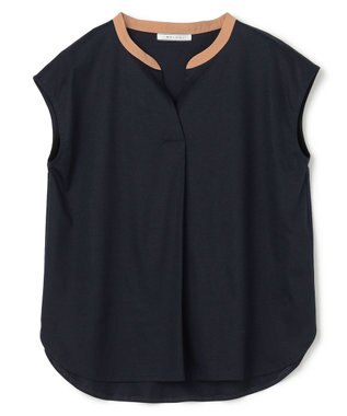 BEIGE， 【WEB限定】AUBIN / バイカラートップス Navy × Camel