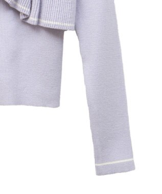 earth music&ecology Ｖネックフリルニットカーディガン Lavender