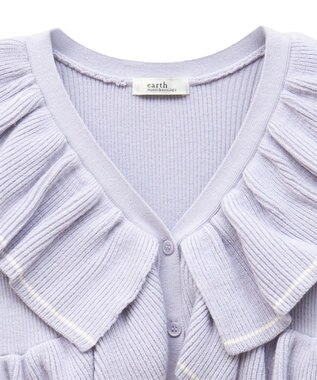 earth music&ecology Ｖネックフリルニットカーディガン Lavender