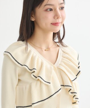 earth music&ecology Ｖネックフリルニットカーディガン Ivory