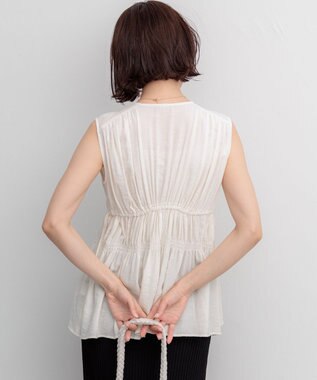 組曲 【先行予約】シアーリンクルクロス ティアードブラウス エクリュ系