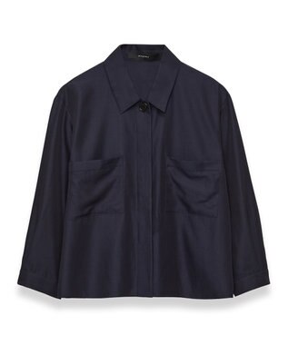 JOSEPH ソフトコットンシルク　シャツブルゾン Navy
