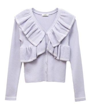 earth music&ecology Ｖネックフリルニットカーディガン Lavender