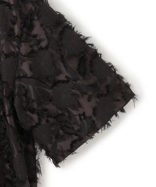 ICB 【洗える】 ヘアリーシアージャカード ブラウス ブラック系