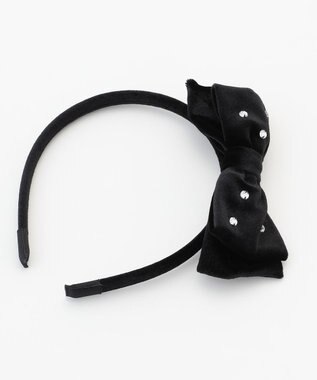 ANY KIDS ビジュー付き ベロアリボンカチューシャ ブラック