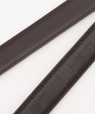 JOSEPH ABBOUD 【日本製】シャイニークロコ ベルト ダークブラウン系