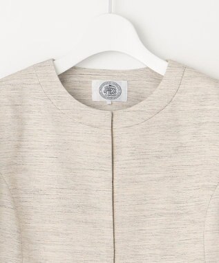 J.PRESS LADIES ライトツイードストレッチ ノーカラー ジャケット ベージュ系1