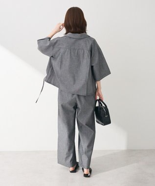 Green Parks 綿麻混イージーワイドパンツ Gray Mixture