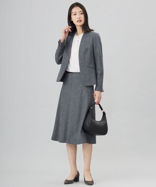 J.PRESS LADIES L 【洗える】ウールスムース スカート グレー系