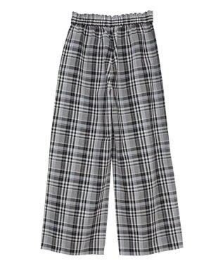 Green Parks 綿麻混イージーワイドパンツ Check