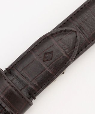 JOSEPH ABBOUD 【日本製】シャイニークロコ ベルト ダークブラウン系