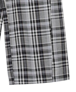 Green Parks 綿麻混イージーワイドパンツ Check