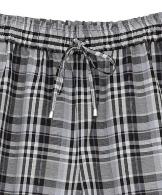 Green Parks 綿麻混イージーワイドパンツ Check