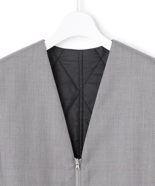 ICB 【洗える・リバーシブル着用可】T/Wツイルキルト リバーシブル パディング ジレ ライトグレー系