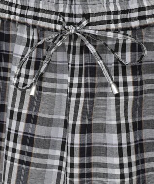 Green Parks 綿麻混イージーワイドパンツ Check