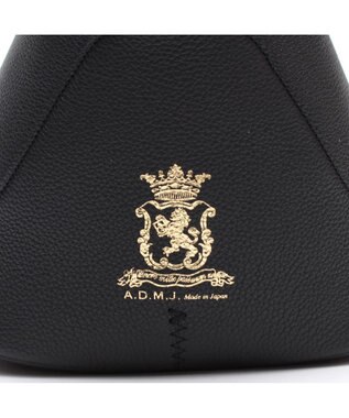 A.D.M.J. 【牛革】モーツァルト/バイカラーノーブルファスナートート25cm(ショルダーストラップ付) BLACK×BLACK
