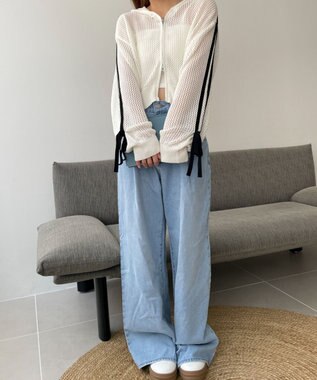 WEGO メッシュニットショートパーカー ホワイトアイボリー