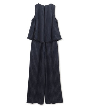 uncrave リネンライクツイル オールインワン ネイビーストライプ