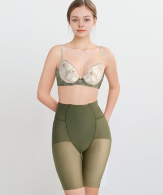 WACOAL ブラジャー 着やせシルエット 脇から背中のラインすっきり Gカップまで対応 大きいサイズ レディース BXC405 /ワコール オリーブ